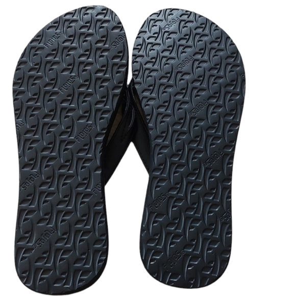 FLOJOS, SIZE 9, BLACK, LEATHER STRAP, RUBBER SLIPPER, NEW - Picture 2 of 6